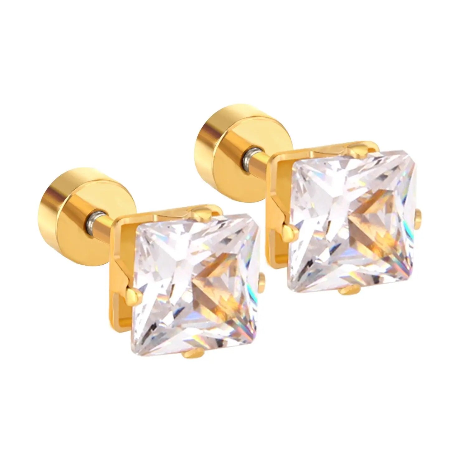 Square Crystal Earings Stainless Steel Piercing Stud Earrings 2020 New Jewelry For Women pendientes brincos aretes asonjewelry